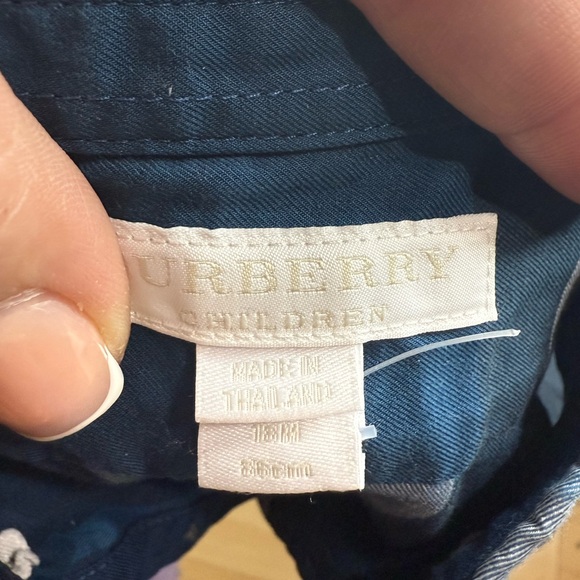 Burberry Baby Boy Navy Blue Checked Shirt 18 Months - Picture 7 of 10